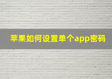 苹果如何设置单个app密码