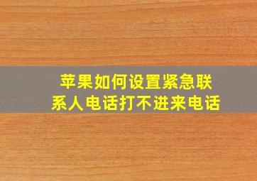 苹果如何设置紧急联系人电话打不进来电话