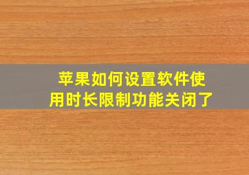 苹果如何设置软件使用时长限制功能关闭了