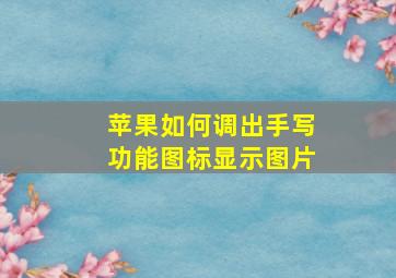 苹果如何调出手写功能图标显示图片