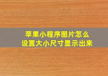 苹果小程序图片怎么设置大小尺寸显示出来