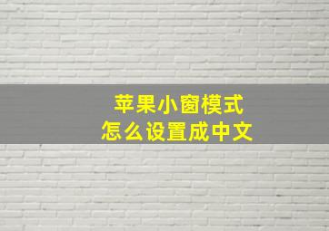 苹果小窗模式怎么设置成中文