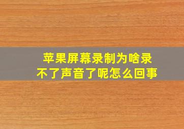 苹果屏幕录制为啥录不了声音了呢怎么回事