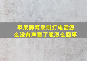 苹果屏幕录制打电话怎么没有声音了呢怎么回事