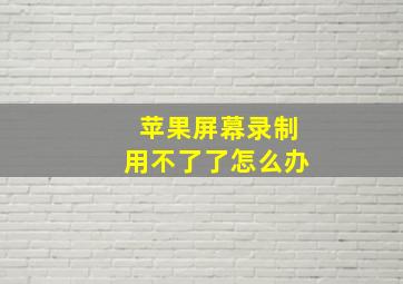 苹果屏幕录制用不了了怎么办