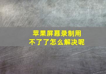 苹果屏幕录制用不了了怎么解决呢