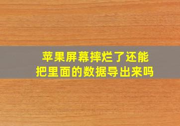 苹果屏幕摔烂了还能把里面的数据导出来吗