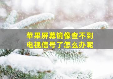 苹果屏幕镜像查不到电视信号了怎么办呢