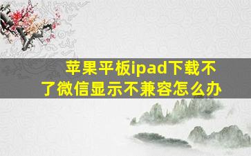 苹果平板ipad下载不了微信显示不兼容怎么办