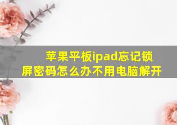 苹果平板ipad忘记锁屏密码怎么办不用电脑解开