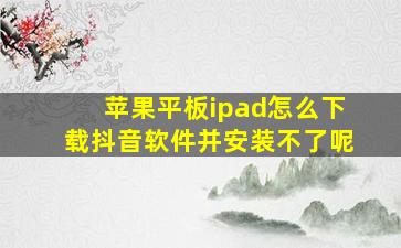 苹果平板ipad怎么下载抖音软件并安装不了呢