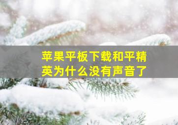 苹果平板下载和平精英为什么没有声音了