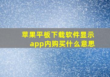 苹果平板下载软件显示app内购买什么意思