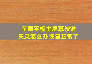 苹果平板主屏幕按键失灵怎么办恢复正常了