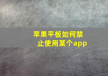 苹果平板如何禁止使用某个app