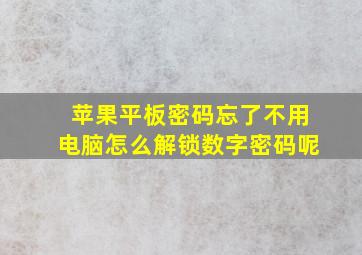 苹果平板密码忘了不用电脑怎么解锁数字密码呢