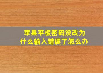 苹果平板密码没改为什么输入错误了怎么办