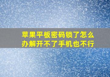 苹果平板密码锁了怎么办解开不了手机也不行