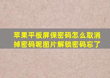 苹果平板屏保密码怎么取消掉密码呢图片解锁密码忘了