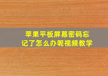 苹果平板屏幕密码忘记了怎么办呢视频教学