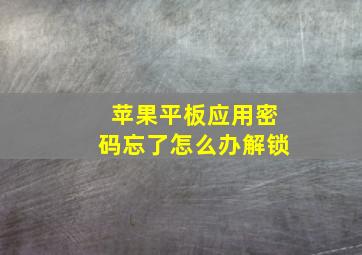 苹果平板应用密码忘了怎么办解锁