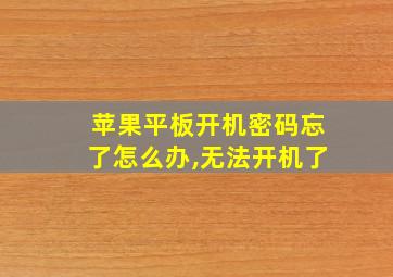 苹果平板开机密码忘了怎么办,无法开机了