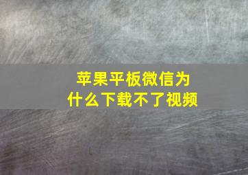 苹果平板微信为什么下载不了视频