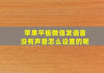 苹果平板微信发语音没有声音怎么设置的呢