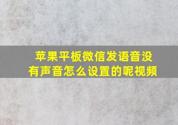 苹果平板微信发语音没有声音怎么设置的呢视频