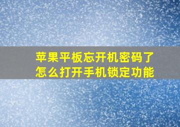 苹果平板忘开机密码了怎么打开手机锁定功能