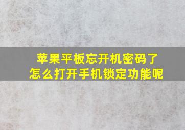 苹果平板忘开机密码了怎么打开手机锁定功能呢