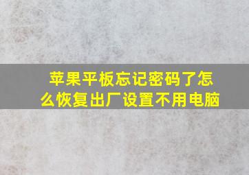 苹果平板忘记密码了怎么恢复出厂设置不用电脑