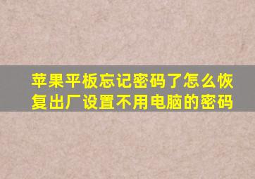 苹果平板忘记密码了怎么恢复出厂设置不用电脑的密码