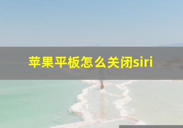 苹果平板怎么关闭siri