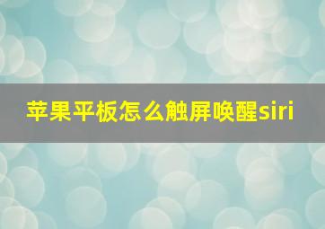 苹果平板怎么触屏唤醒siri