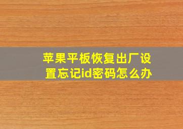 苹果平板恢复出厂设置忘记id密码怎么办