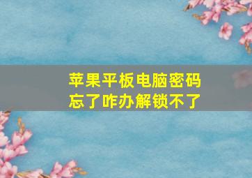 苹果平板电脑密码忘了咋办解锁不了