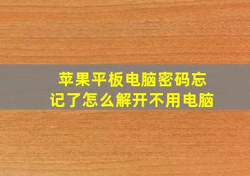 苹果平板电脑密码忘记了怎么解开不用电脑