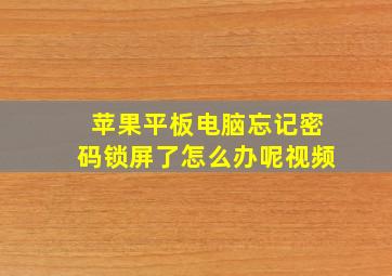 苹果平板电脑忘记密码锁屏了怎么办呢视频