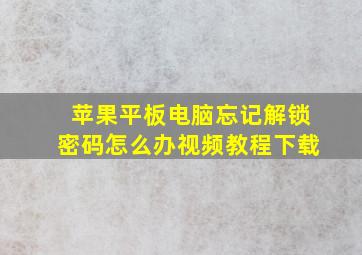 苹果平板电脑忘记解锁密码怎么办视频教程下载