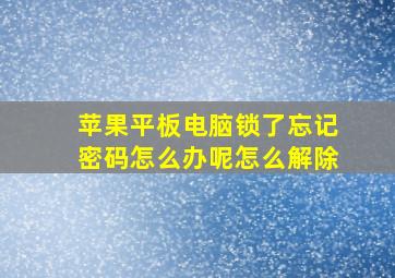 苹果平板电脑锁了忘记密码怎么办呢怎么解除