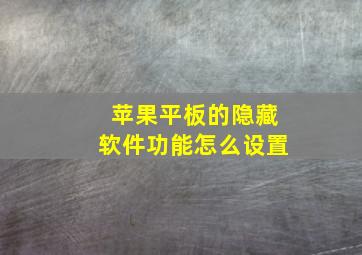 苹果平板的隐藏软件功能怎么设置