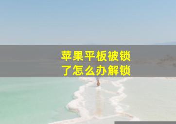 苹果平板被锁了怎么办解锁