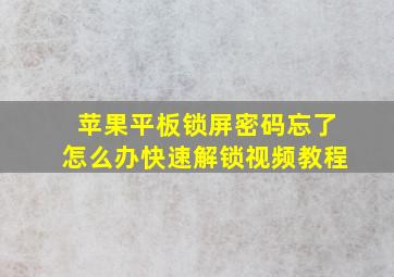 苹果平板锁屏密码忘了怎么办快速解锁视频教程