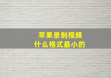 苹果录制视频什么格式最小的