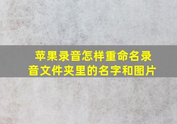 苹果录音怎样重命名录音文件夹里的名字和图片