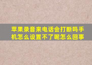 苹果录音来电话会打断吗手机怎么设置不了呢怎么回事