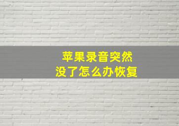 苹果录音突然没了怎么办恢复