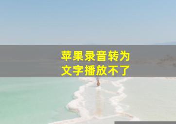 苹果录音转为文字播放不了