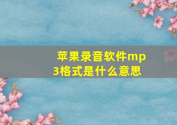 苹果录音软件mp3格式是什么意思